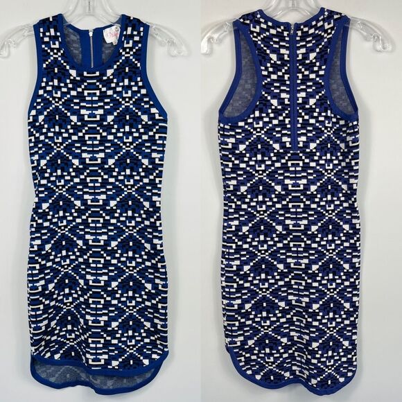 Parker Sweater Knit Geometric Calypso Combo Print BodyCon Racer Back Mini Dress - Picture 6 of 16